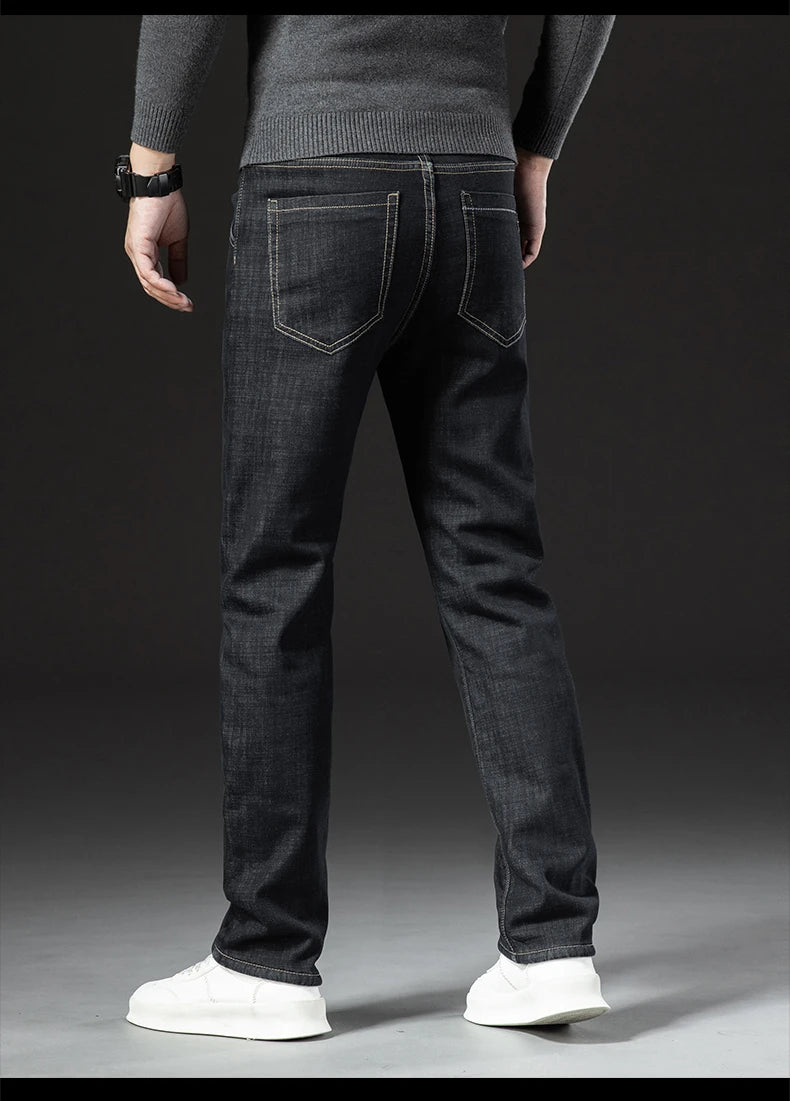 Pantalones Vaqueros de Invierno para Hombre, Forro de Cordero, Talla Grande