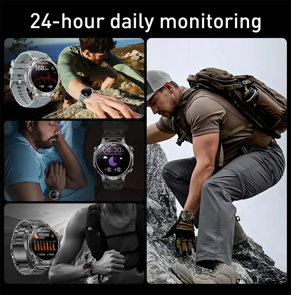 Reloj Inteligente Militar con Linterna Bluetooth 2026