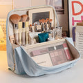 Bolsa de Maquillaje de Viaje para Mujer, Gran Capacidad, Impermeable, Organizador de Cosméticos con Abertura Amplia, Soporte para Brochas Independiente, Fácil Acceso