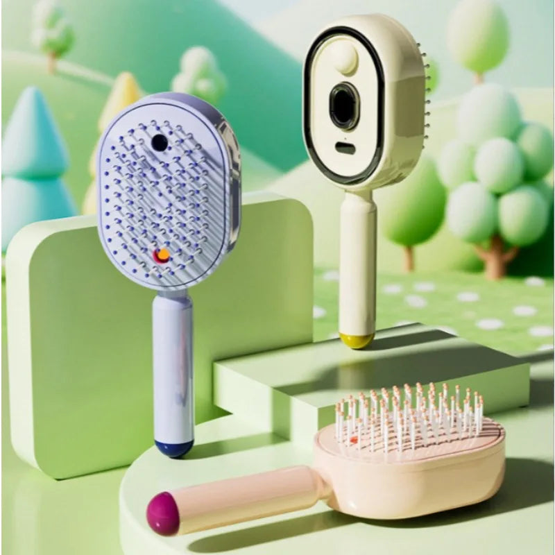 Peine eléctrico vaporizador con aceites esenciales para cabello, autolimpiante