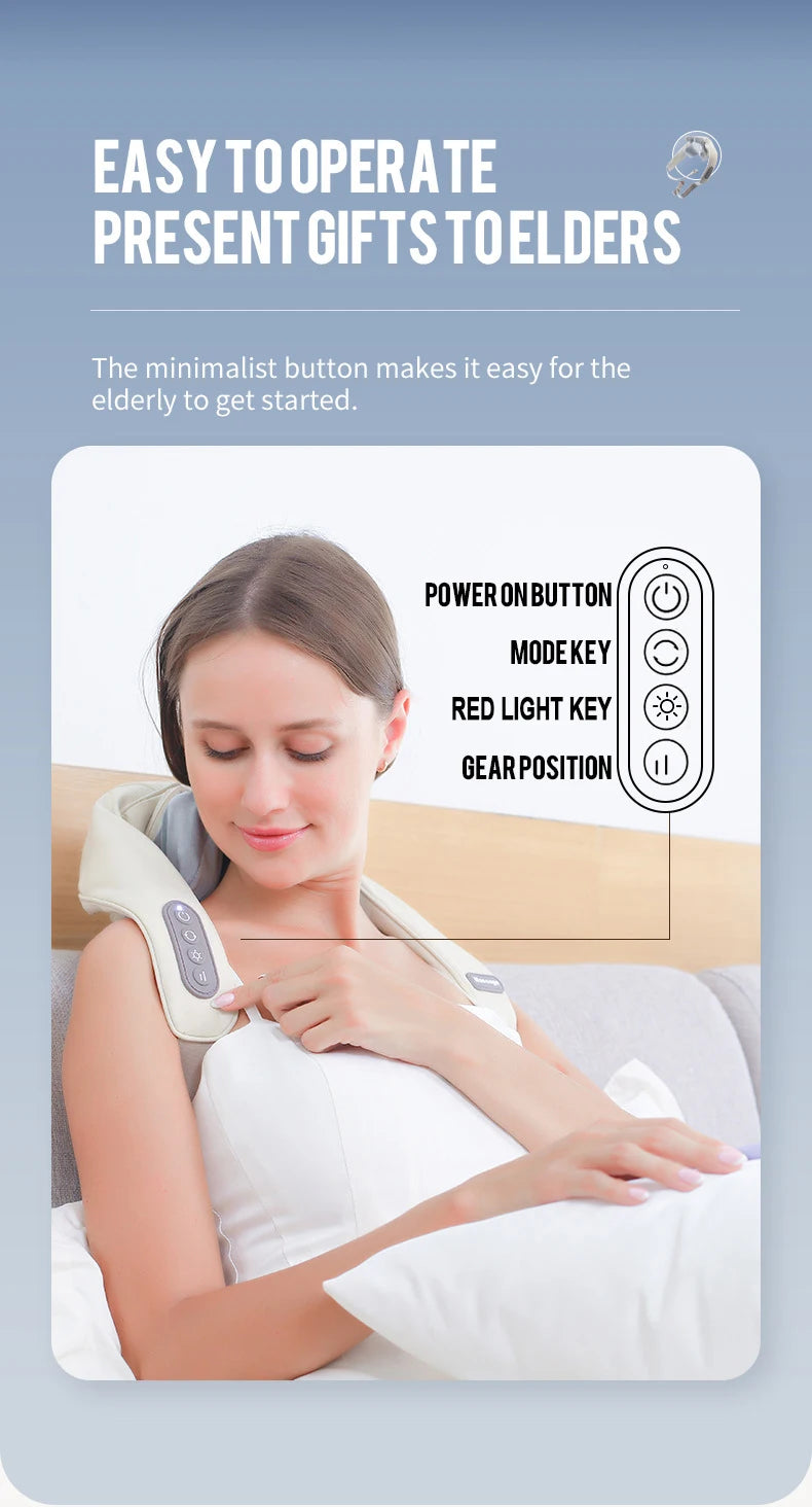 Masajeador Inalámbrico de Cuello y Hombros 26W con Motor