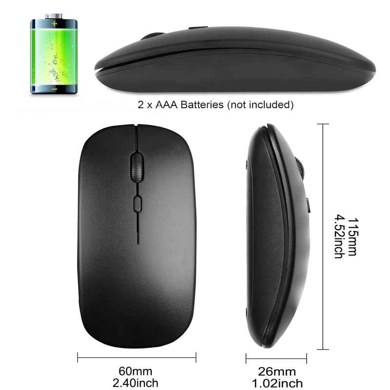 Ratón inalámbrico delgado, ratón óptico de 2,4 GHz, 1600DPI, ratón silencioso para Gamer, ratón de diseño ergonómico con receptor USB para PC y portátil
