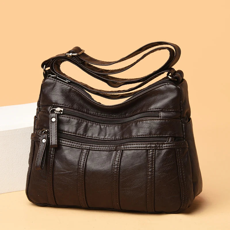 Bolso bandolera negro, bolso de hombro de viaje con correas ajustables y compartimento con cremallera, bolso de hombro adecuado para diferentes