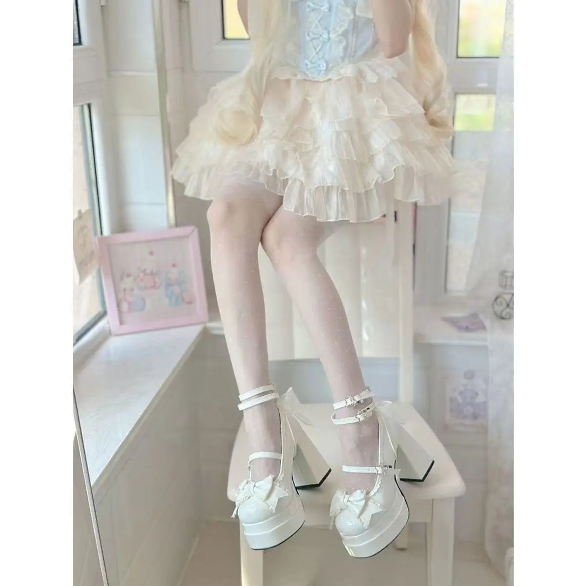 Zapatos Mary Jane de Tacón Alto con Plataforma y Moño – Mujer