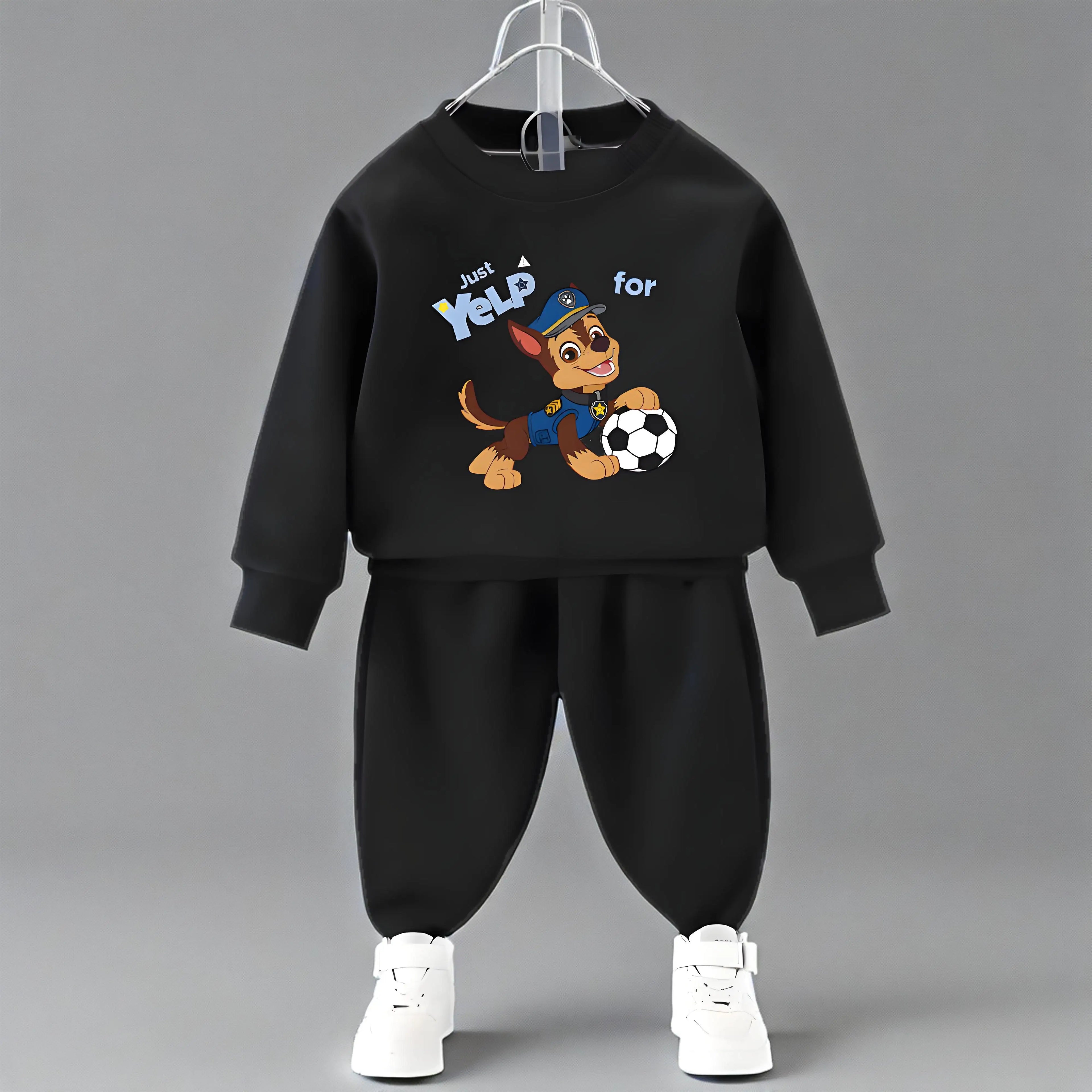 PAW Patrol primavera otoño niños jersey con cuello redondo y pantalón de chándal conjunto de dos piezas sudaderas con capucha casuales para niños conjuntos de ropa deportiva para niños traje