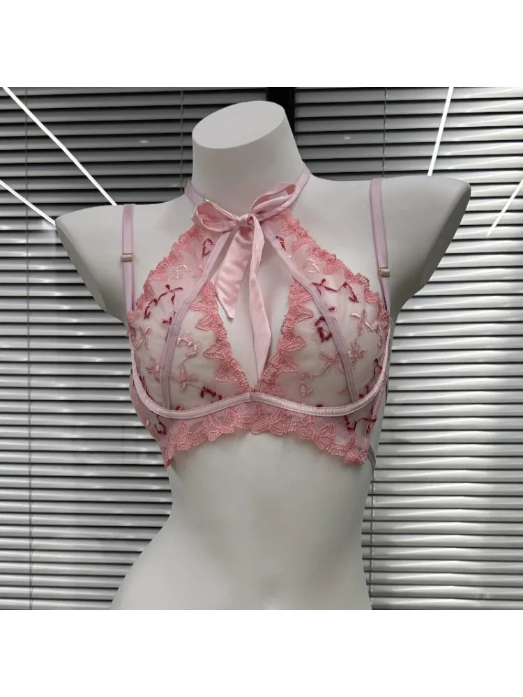 Conjunto de Bralette y Bragas con Bordado Mariposa para Mujer