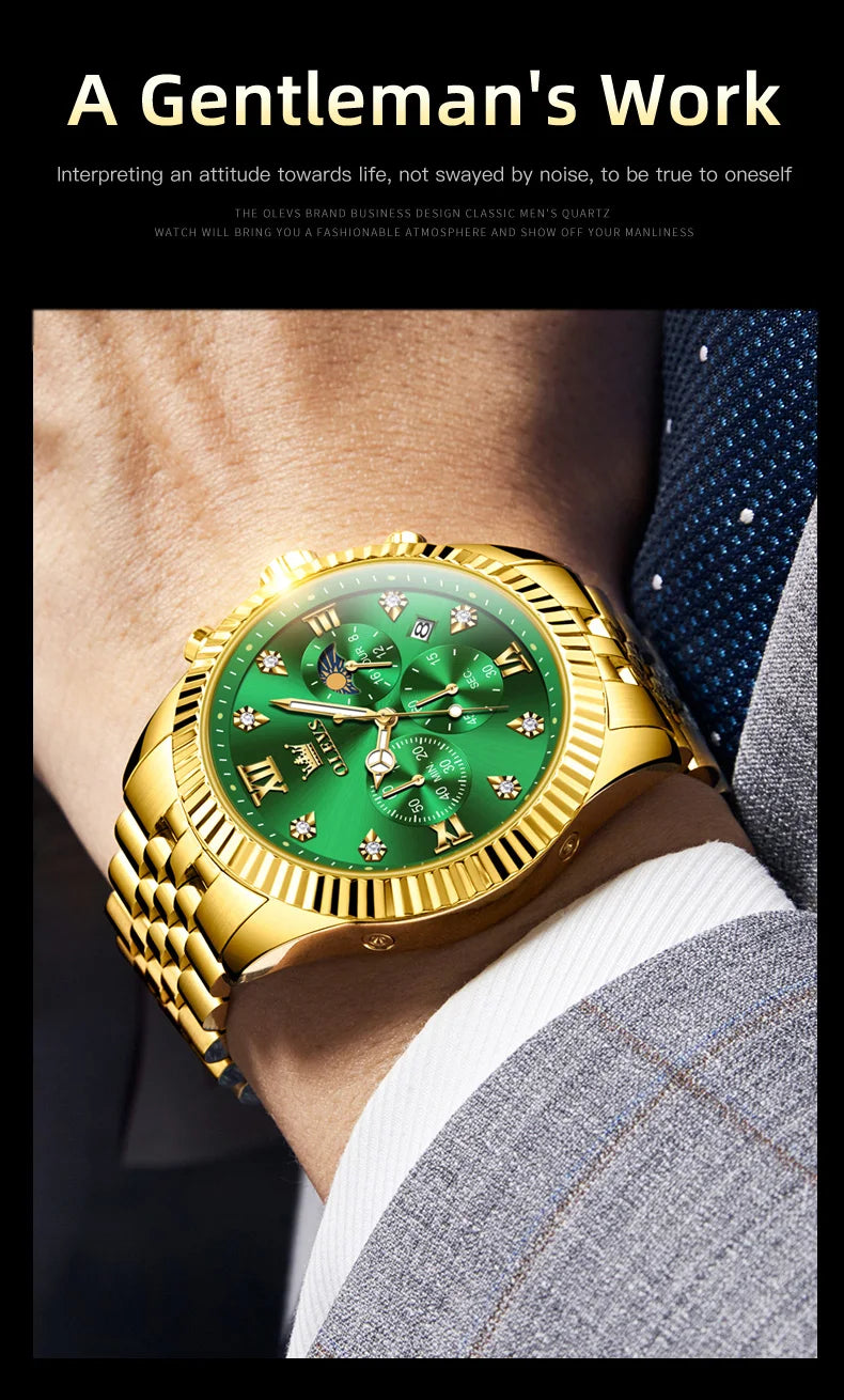 Reloj de Cuarzo OLEVS 2932 para Hombre con Cronógrafo y Diamantes