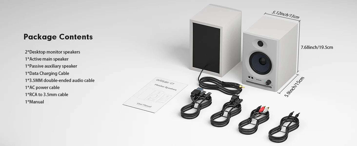 Altavoces Activos para Estantería Ortizan, Monitores de Estudio, Bluetooth 5.3 Inalámbrico, para Computadora, TV, PC, DAC USB, Sistema de Subwoofer HiFi para el Hogar