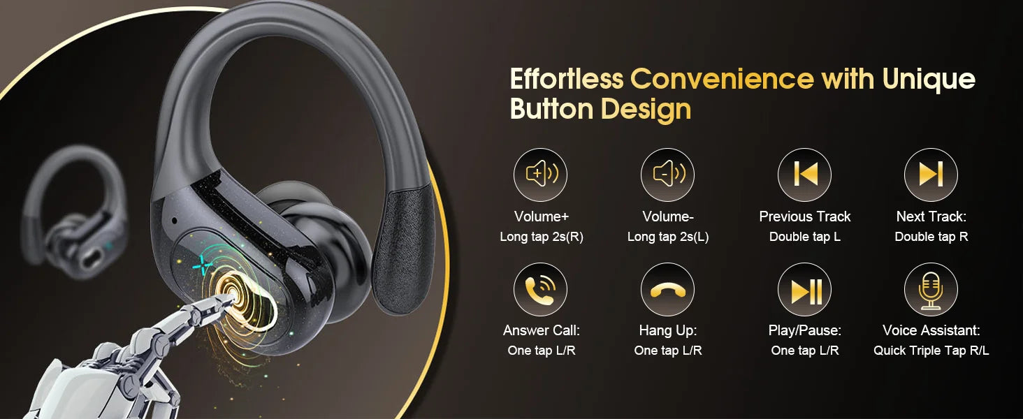 Auriculares TWS Bluetooth 5.4 Deportivos Impermeables 75hs
