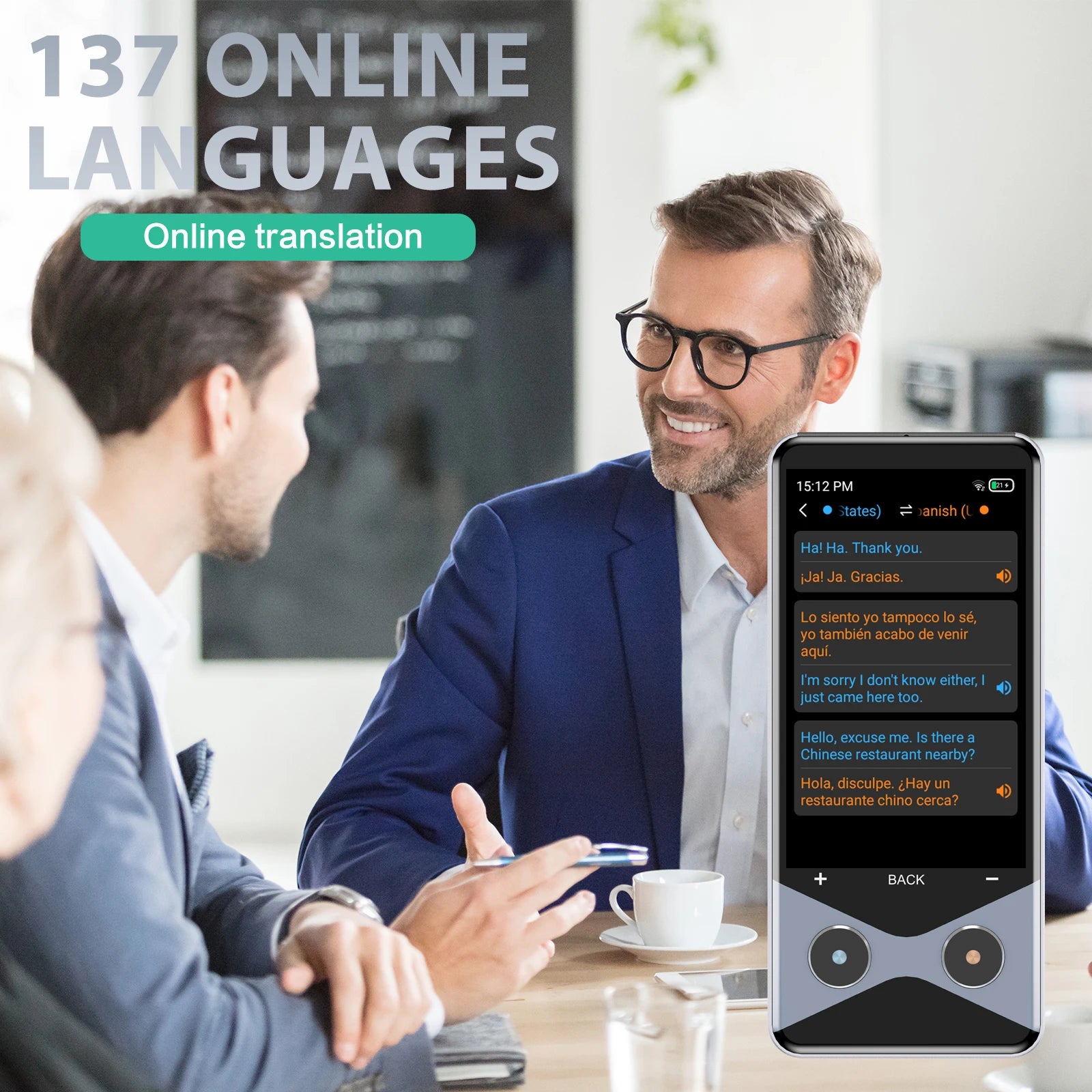Traductor V9000 de 3,7 pulgadas, 4G/WIFI/hotspot, procesador Qualcomm, RAM 1G + ROM16G, compatible con 137 idiomas, cámara HD estándar de 5 megapíxeles