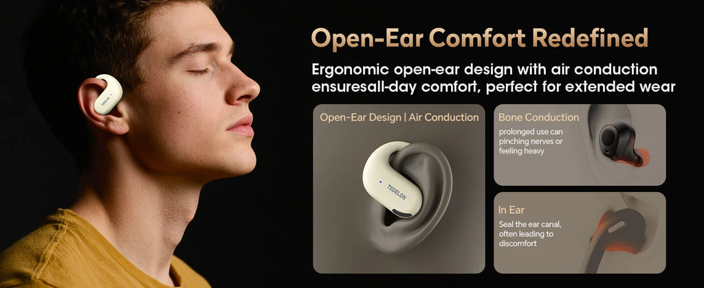 Tedelon F9 auriculares abiertos auriculares inalámbricos OWS Bluetooth 5,4 auriculares sonido HiFi TWS auriculares Bluetooth para ciclismo correr
