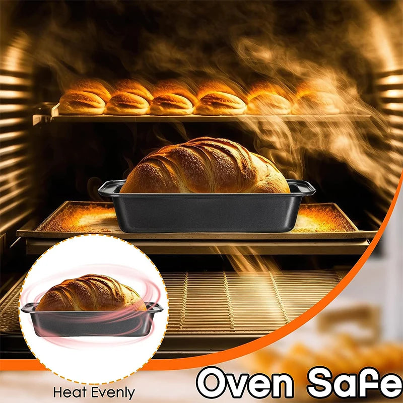 LMETJMA, sartén antiadherente para hornear pan, sartén para pan tostado de acero al carbono, utensilios de cocina rectangulares para hornear para Brownies, pan de carne JT233