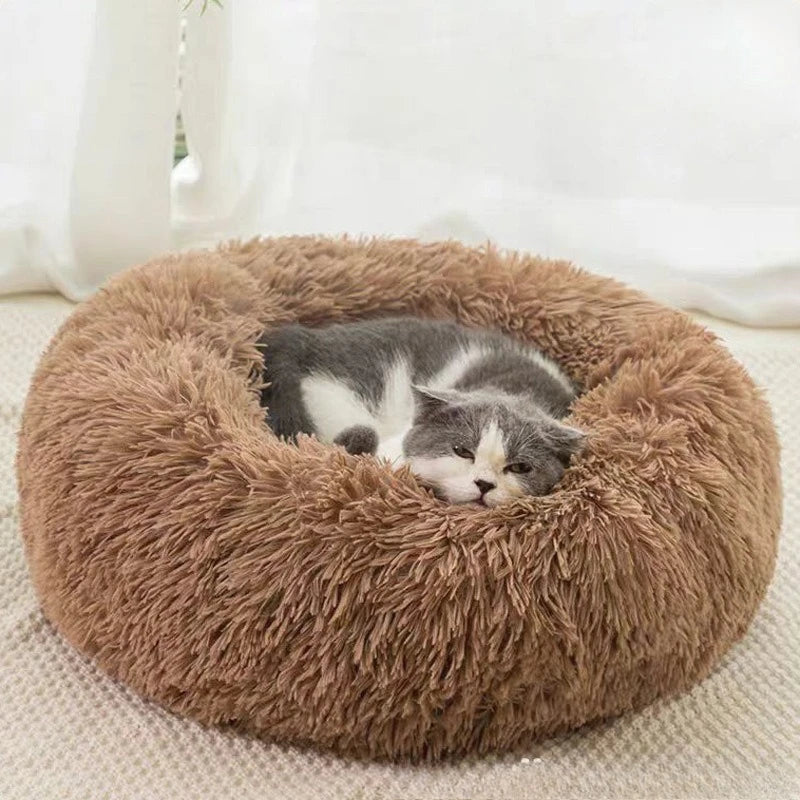 Cama Nido Redonda de Felpa para Mascotas — Suave y Cálida