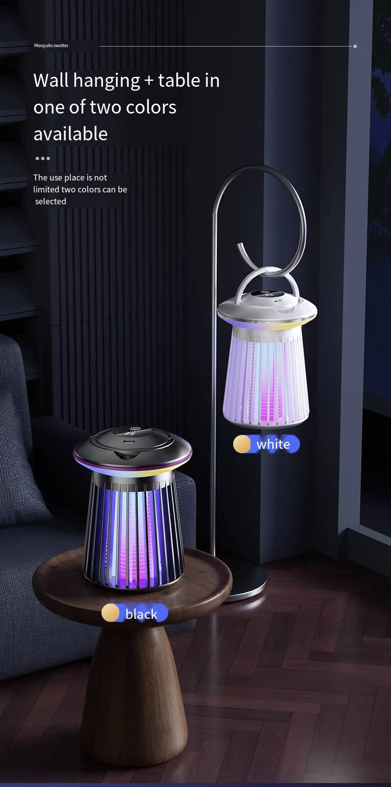 Lámpara antimosquitos con luz nocturna, matamoscas eléctrico recargable por USB para exteriores, patio trasero, terraza, Camping