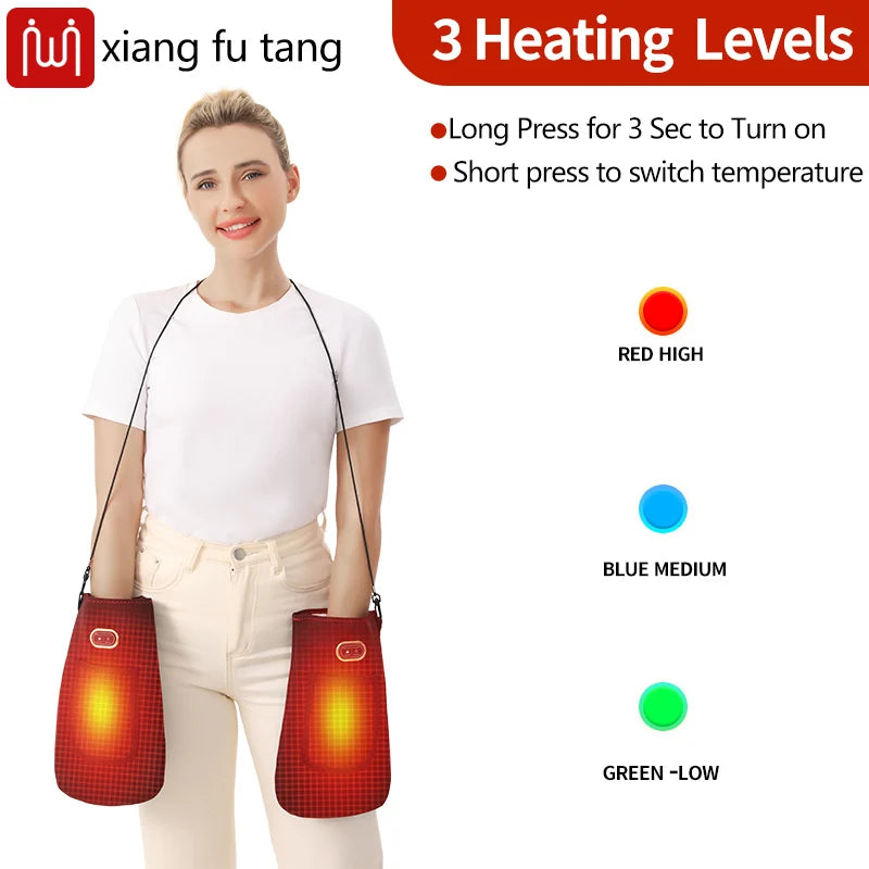 Guantes Eléctricos con Calor y Vibración, Masajeador con 3 Temperaturas Ajustables, Compresa Caliente para Aliviar el Malestar de Manos y Dedos