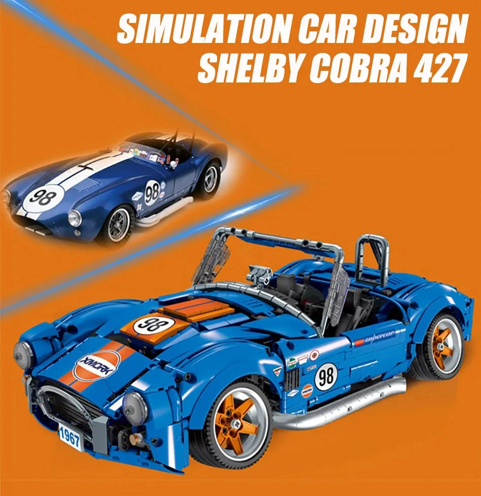 1816 Piezas de Bloques de Construcción Técnicos del Coche de Carreras Shelby 260 Cobra CSX2000, Ladrillos de Coche Bajo el Suelo, Juguetes para Niños, Regalos para Niños