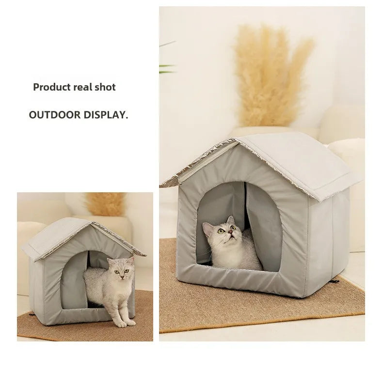 Casita Impermeable para Mascotas – Cama Cueva Plegable Exterior