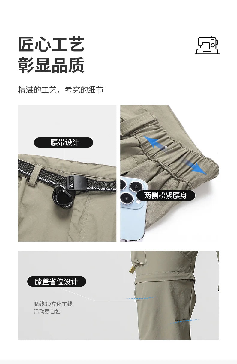 Pantalones convertibles de senderismo tipo cargo para hombre, impermeables, de secado rápido, livianos, con cremallera extraíble, perfectos para aventuras al aire libre, pesca y camping, equipo de senderismo versátil para