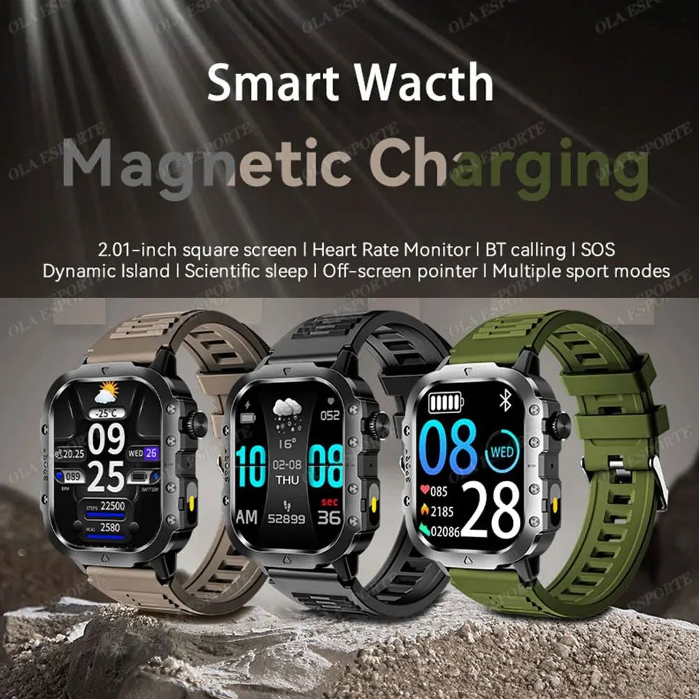 2025 nuevo reloj inteligente para hombres militar al aire libre GPS relojes deportivos ritmo cardíaco sueño impermeable reloj inteligente IOS Android
