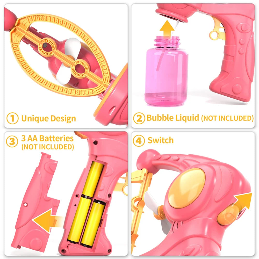 Pistola Eléctrica de Burbujas de Jabón Automática para Niños