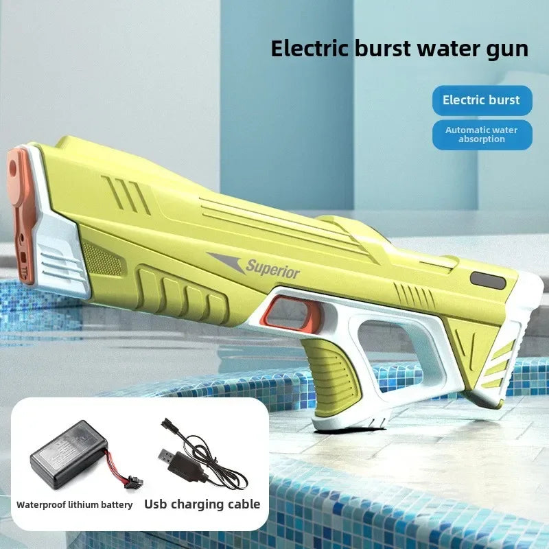 Pistolas de Agua Eléctricas Nuevas para Niños, Venta al por Mayor, Absorción Automática de Agua, Pantalla de Batería, Gran Capacidad, Juguete de Agua para Niños