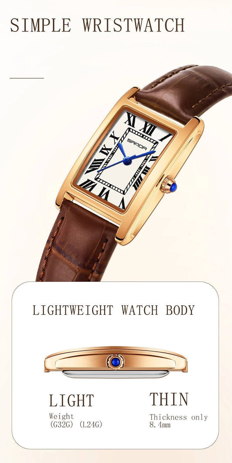Relojes de Cuarzo SANDA para Pareja, Correa de Cuero