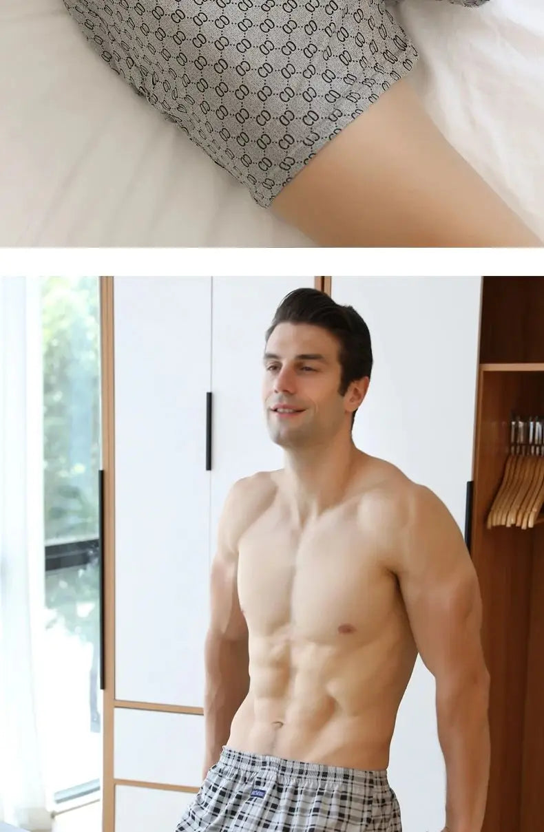 Pantalones Aro para hombre, ropa interior de celosía de algodón, pantalones cortos holgados de cintura alta para verano, finos y transpirables, calzoncillos con bolsa, M-3XL de talla grande