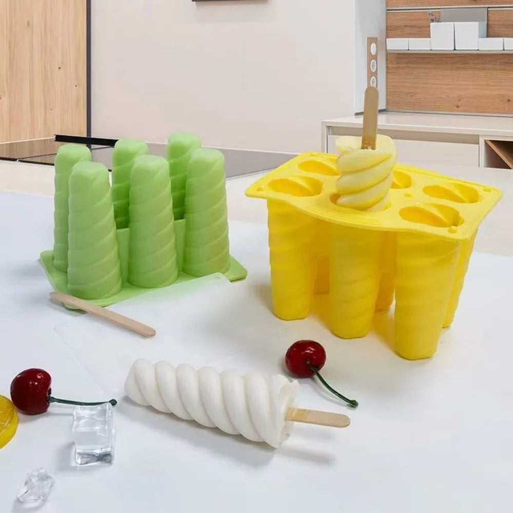 Molde de silicona para helados, molde para paletas de hielo, molde para postres caseros, molde para cubos de jugo con pajita, máquina para hacer helados