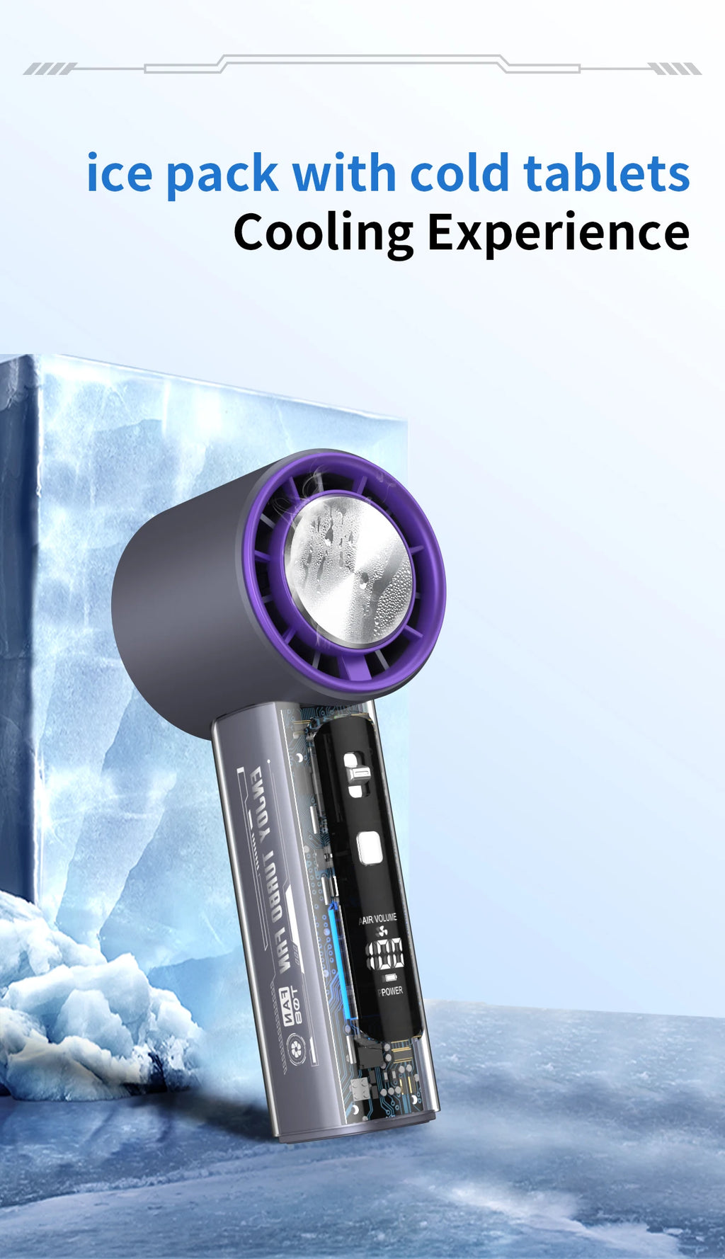 Refrigeración de alta velocidad, ventilador pequeño de mano, pantalla digital inteligente, botones físicos, ajuste de velocidad del viento, mini portátil