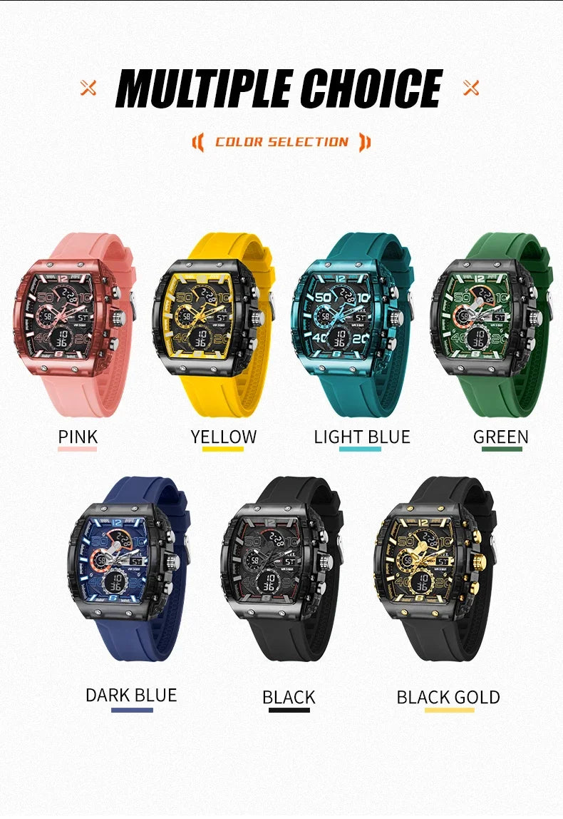 SMAEL 8109 nuevo reloj para hombre, deportivo multifuncional, resistente al agua hasta 50M, pantalla Dual, luz LED nocturna, reloj electrónico para estudiantes de ocio