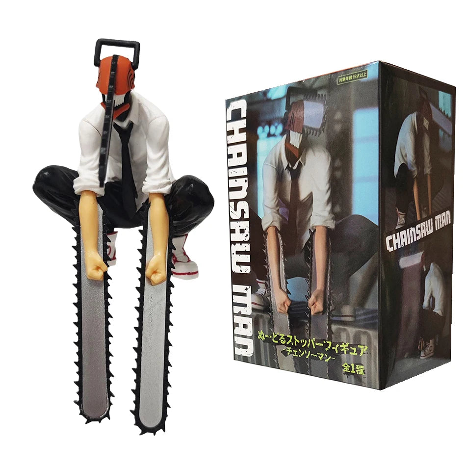 Figura de hombre de motosierra de Anime, conjunto de 2 uds., figura de acción Denji de 14-17cm, muñeca decorativa para coche, colección de modelos de PVC, juguetes, regalos para niños