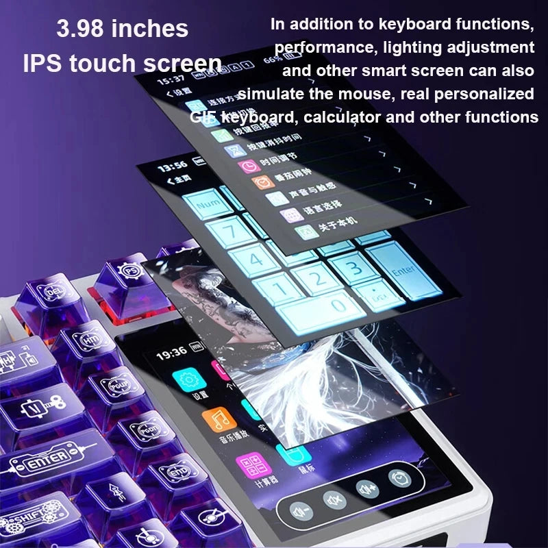 Teclado Mecánico AULA L99 con Pantalla Inteligente, Inalámbrico Bluetooth, Estructura Gasket, Teclado para Juegos con Iluminación RGB y Visión Nocturna