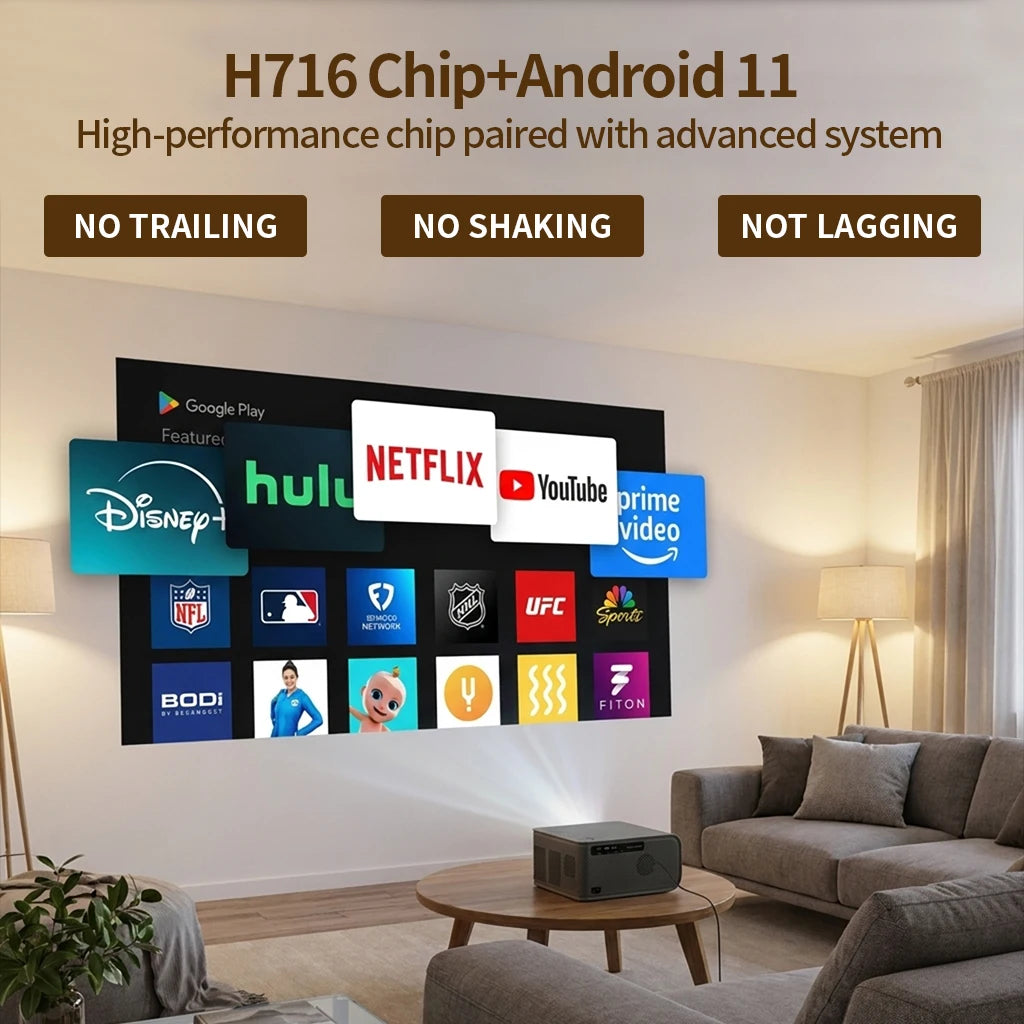 Proyector 4K 2500ANSI Full HD 1920*1080P HDR10+ Google Play WiFi6 Altavoz HiFi BT5.4 con DVB-T2/ATSC/IDSB-T TV Digital Gratuita