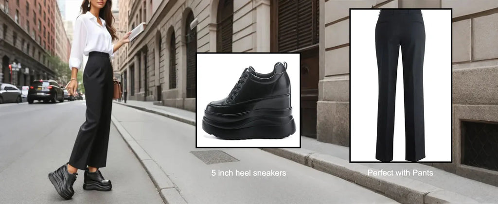 Zapatos deportivos Fujin con plataforma alta de 13 cm, zapatos planos con cuña, zapatillas gruesas, informales, cómodas, de alta gama, para caminar en otoño, 5 pulgadas
