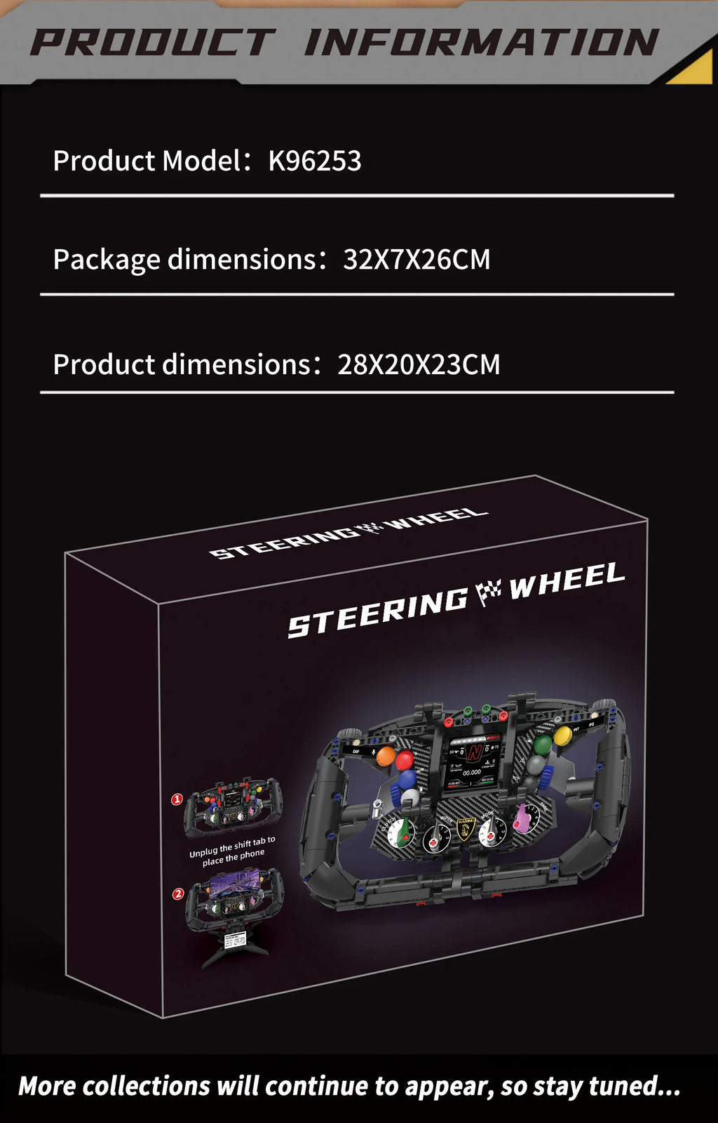 Bloques de Construcción de Volante de Carreras K96253, Modelo MOC DIY, Soporte para Teléfono, Decoración de Escritorio, Regalo Coleccionable para Adultos, Cumpleaños, Festividades