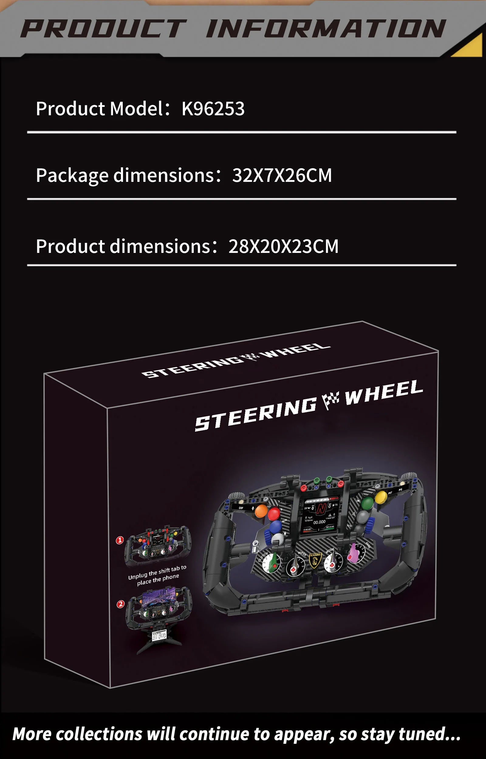 Bloques de Construcción de Volante de Carreras K96253, Modelo MOC DIY, Soporte para Teléfono, Decoración de Escritorio, Regalo Coleccionable para Adultos, Cumpleaños, Festividades