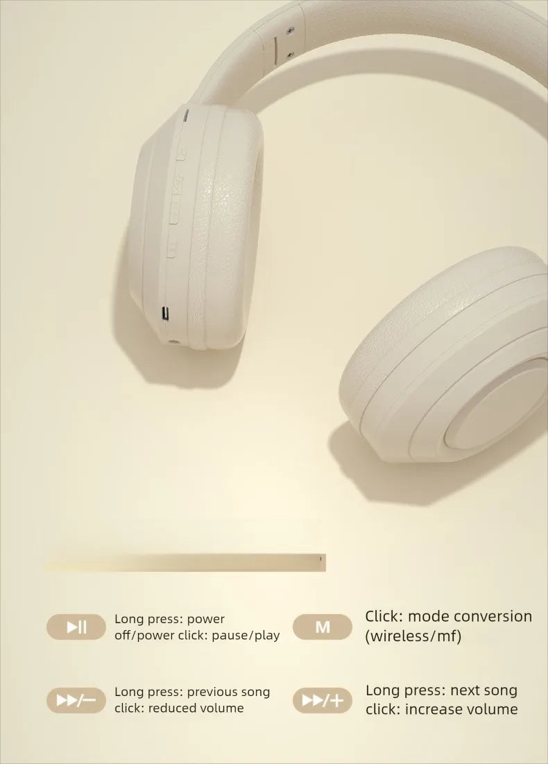 Auriculares Estéreo HIFI Inalámbricos Bluetooth, Auriculares Deportivos para Juegos con Micrófono HD, Compatibles con TF/AUX, Reducción de Ruido