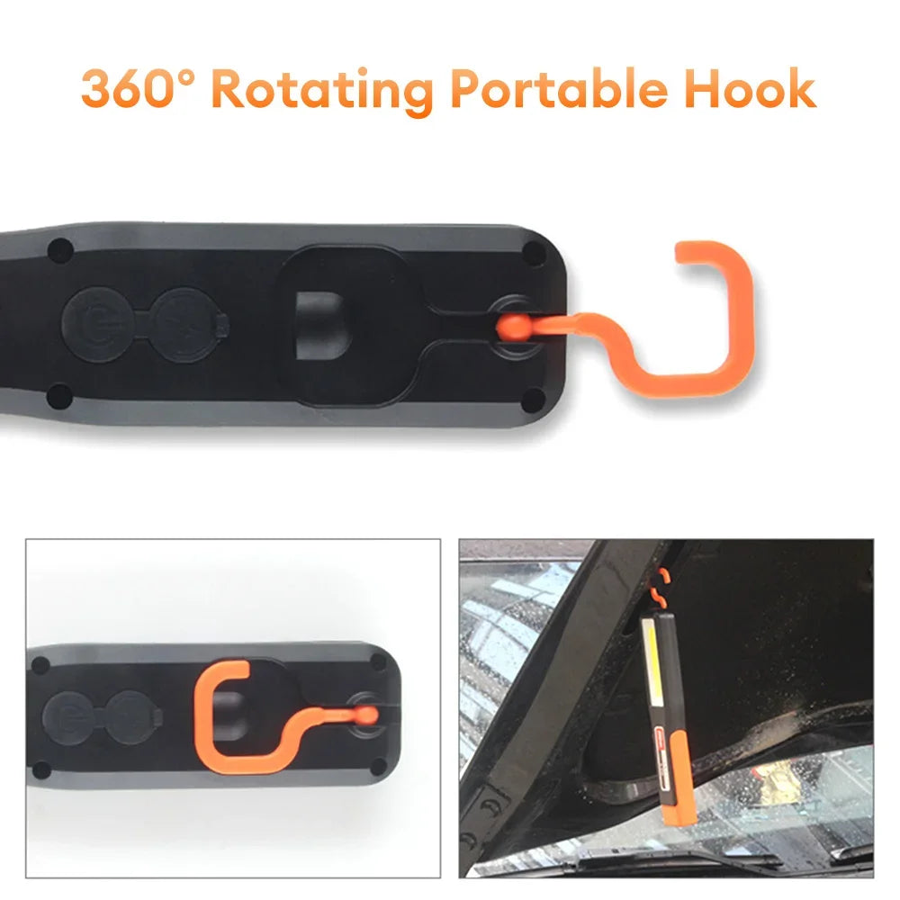 Linterna LED COB Recargable USB con Imán para Taller y Garaje