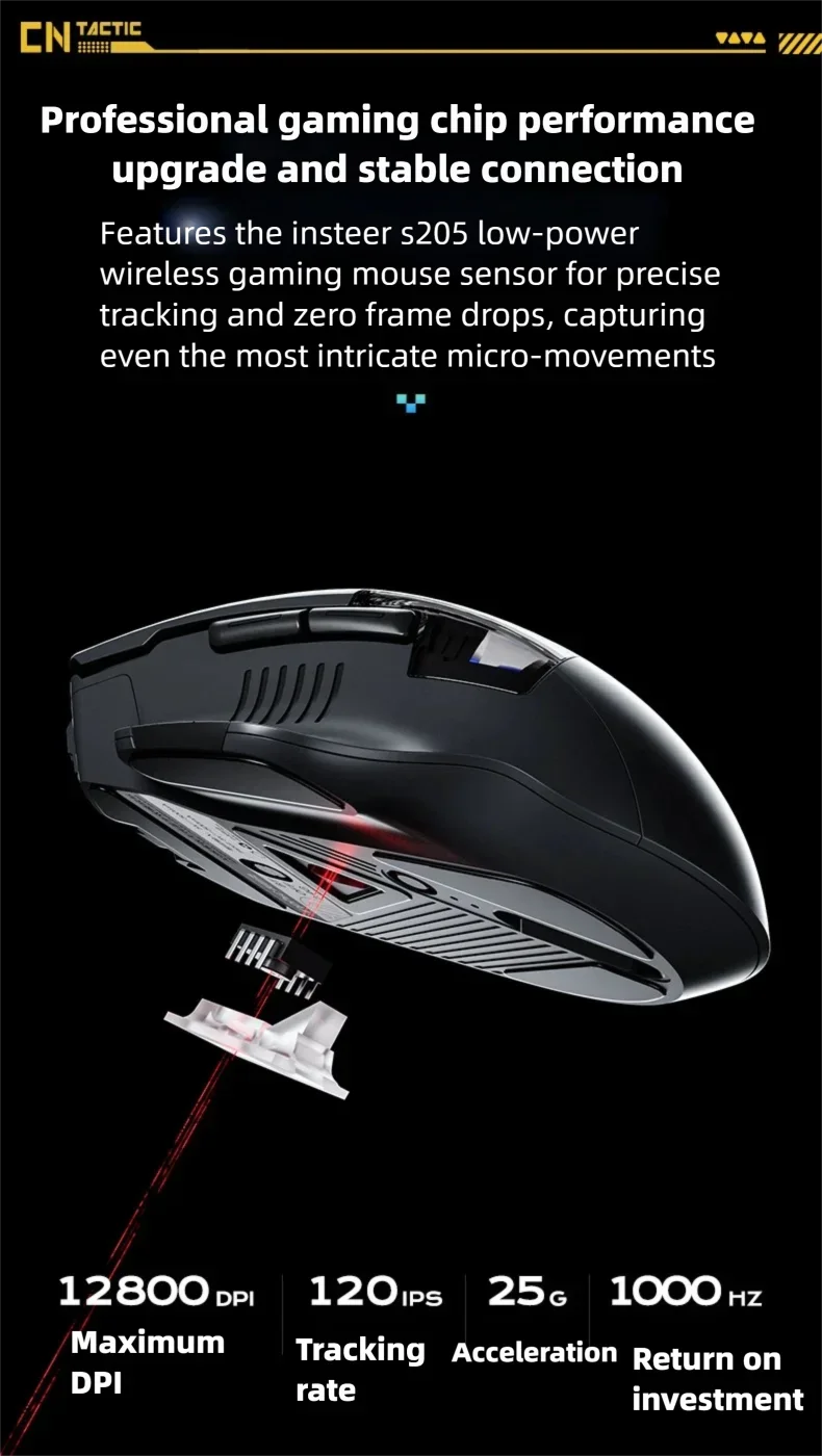 Ratón inalámbrico para juegos Inphic A9 Explorer V2 con indicador de nivel de batería de 500mA, ergonómico, Bluetooth, para oficina, PC y portátil.