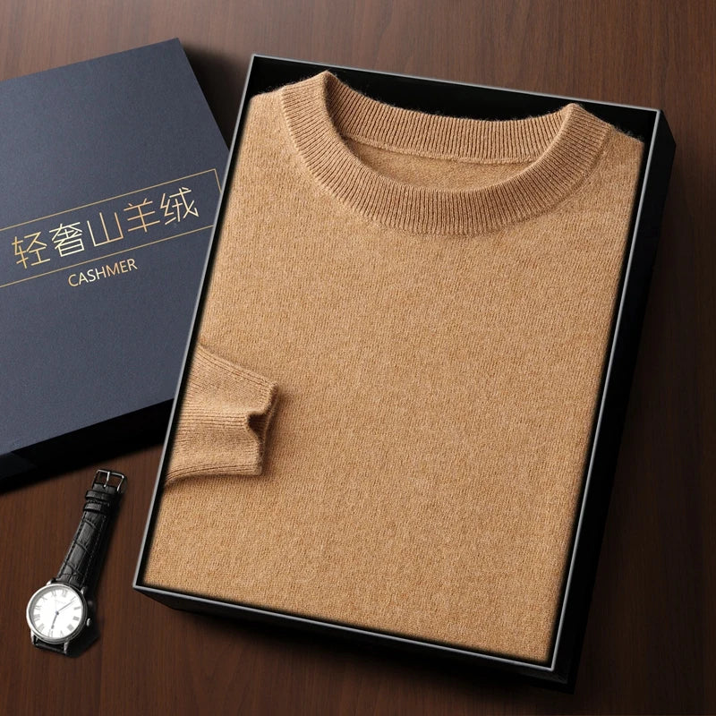 Suéter de Lana Merino 100% para Hombre - Cuello Redondo, Manga Larga