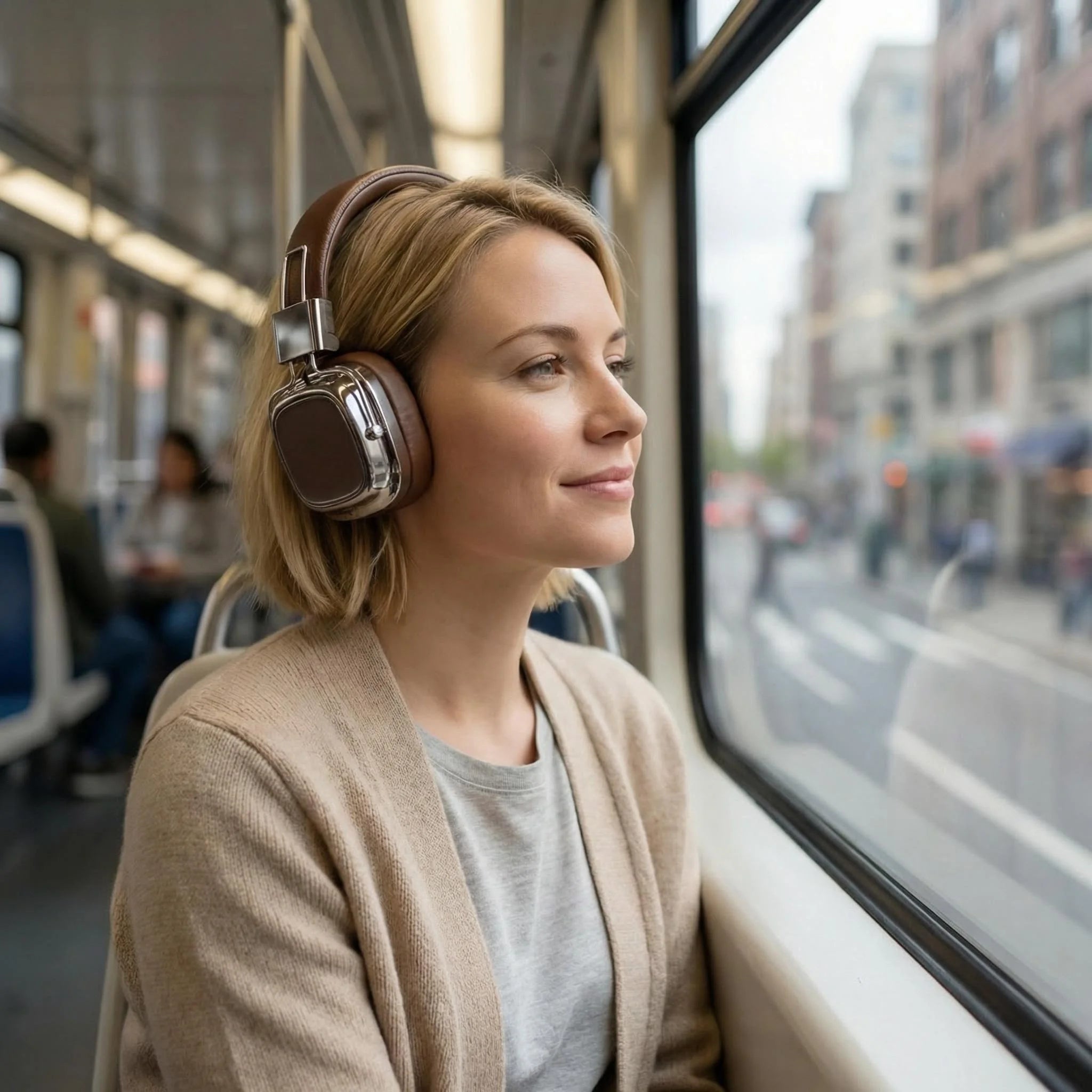 Auriculares Retro de Cuero Bluetooth 5.3 Plegables