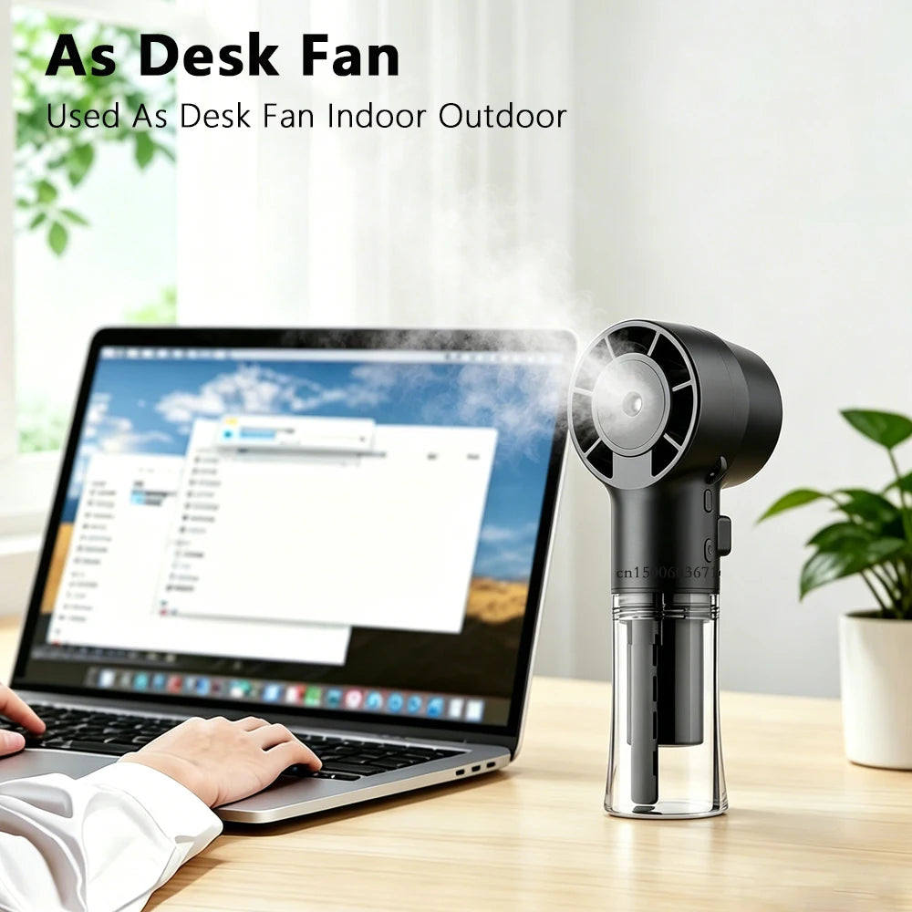 Ventilador de Mano con Pulverizador de Agua Portátil