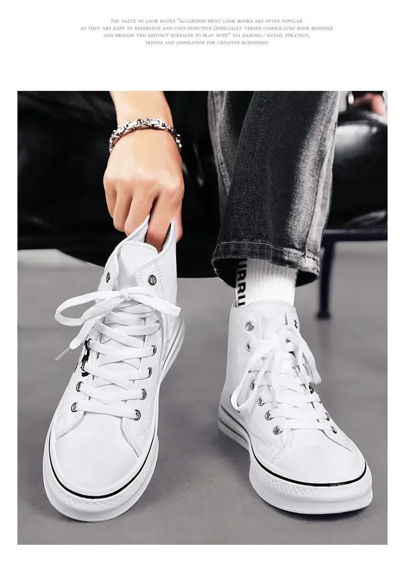 Zapatos de hombre, zapatos de lona vulcanizados, zapatillas altas, zapatos de plataforma informales transpirables, zapatillas deportivas para hombre, Tenis masculinos, zapatillas gruesas