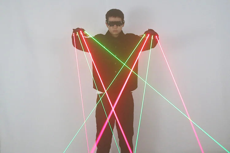 Guantes fluorescentes con láser, guantes de luz verde y roja para fiesta, DJ, bar, KTV, espectáculo de escenario, RGB, 2 unidades