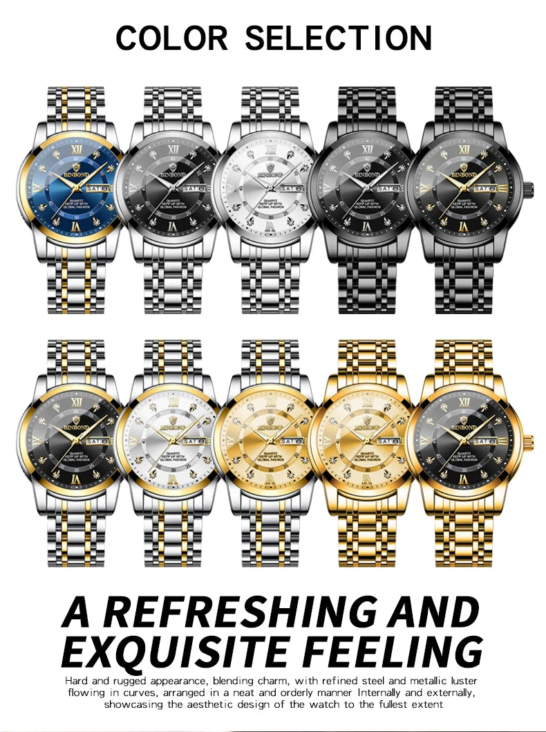Reloj de pulsera deportivo BINBOND para hombre, cuarzo, resistente al agua