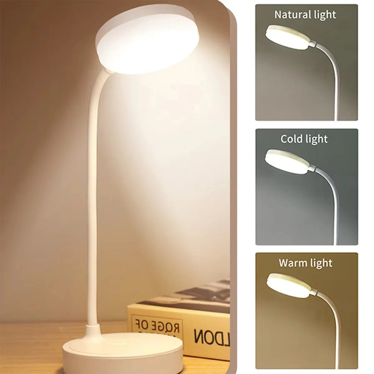 Lámpara de Escritorio LED USB con 3 Colores y Atenuación Continua