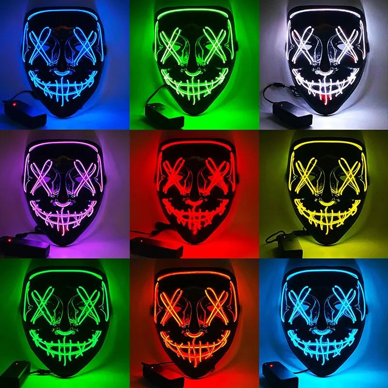 Máscara de purificación de neón para Festival de Música, Bar inalámbrico de Halloween, máscara de fiesta de Carnaval que brilla en la oscuridad, suministro de disfraces de Cosplay