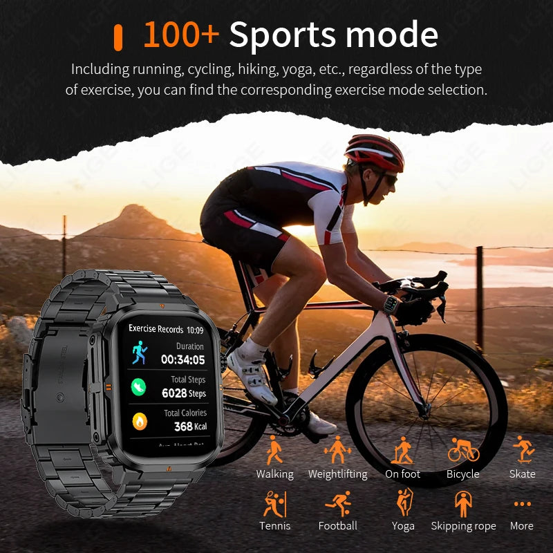 LIGE Reloj Inteligente Linterna LED Militar