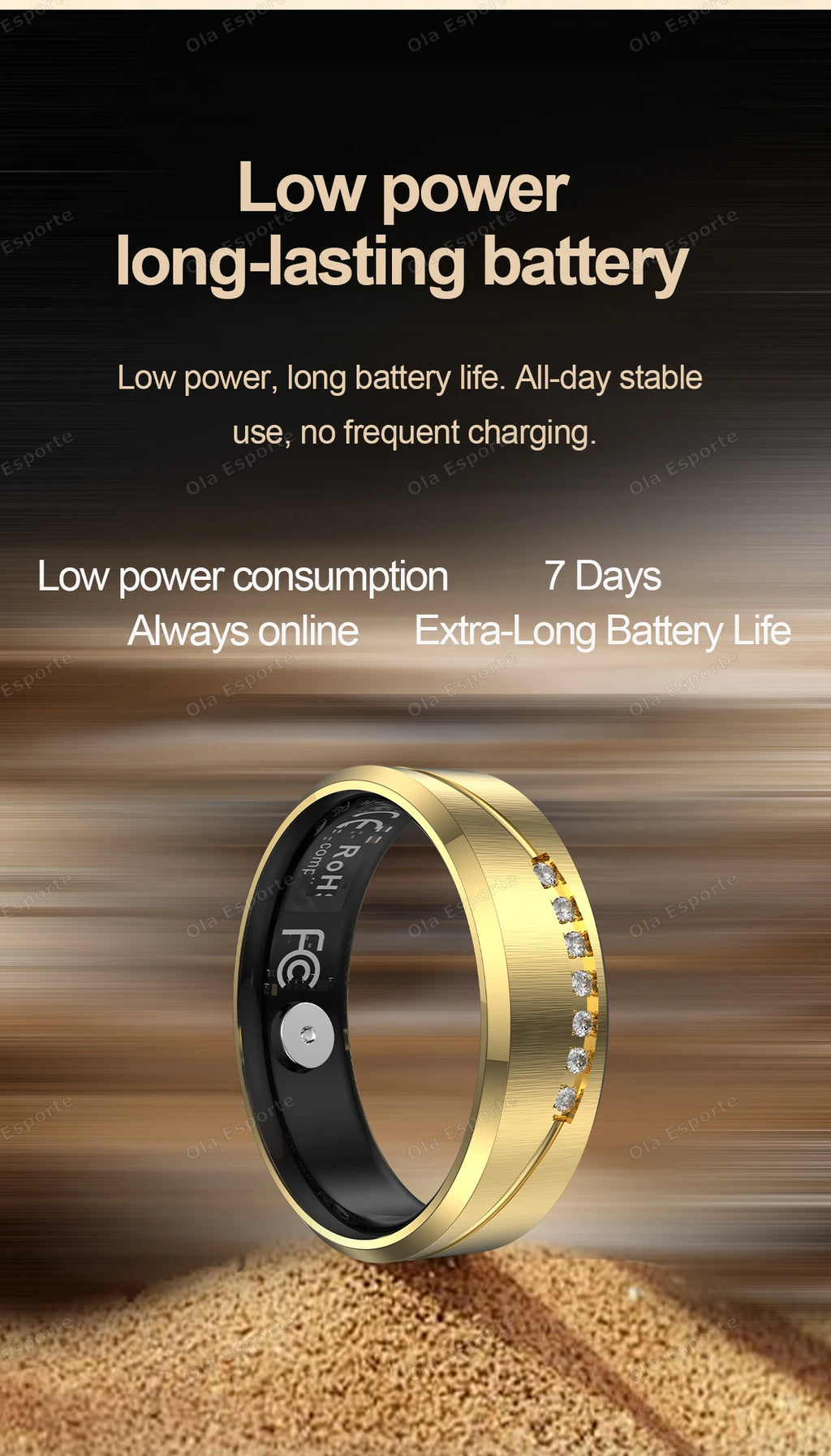 Anillo Inteligente de Joyería de Moda con Recordatorio de Llamadas, Alarma por Vibración, Monitor de Frecuencia Cardíaca y Oxígeno en Sangre, Resistente al Agua IP68, Regalo para Hombre