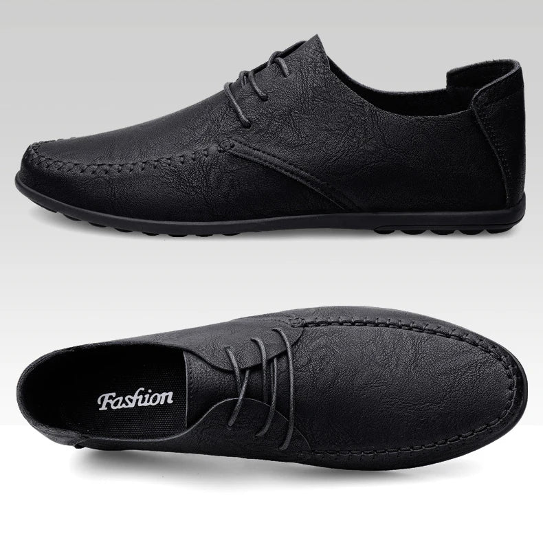Zapatos de cuero para hombre, suelas blandas, zapatos de cuero informales de talla grande para las cuatro estaciones, zapatos de conducción versátiles para fiesta juvenil a la moda